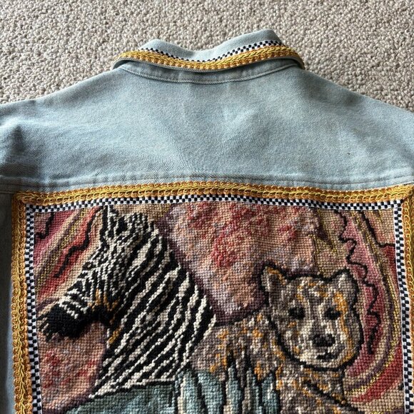 Vintage Kolorway Embroidered Denim Jacket - Size L - Picture 2 of 12